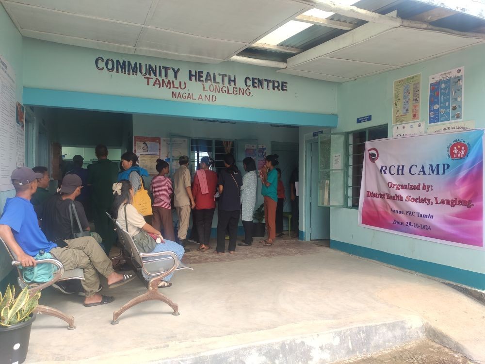 Beneficiaries waiting to avail services provided during the RCH Camp at Tamlu CHC.